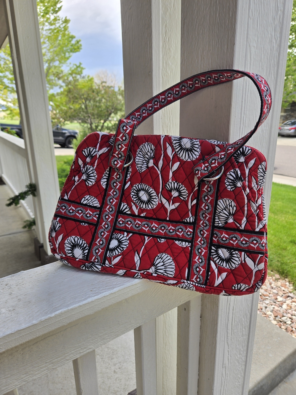 Vera Bradley Red Quilted Floral Shoulder Bag